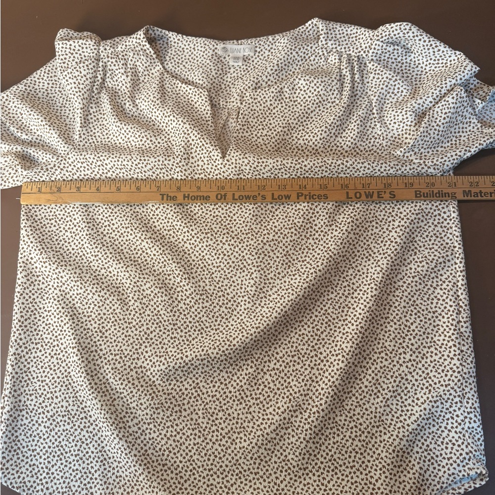 Eliane Rose Cream and Brown Patterned Blouse, work wear, layering - Picture 10 of 11